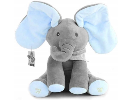 Peluche de Elefante Interactivo Canta y Reproduce Música y Mueve los Oídos (Azul)