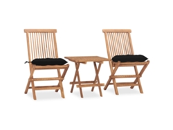 Juego de comedor plegable para exterior DKD Home Decor con cojín de teca maciza