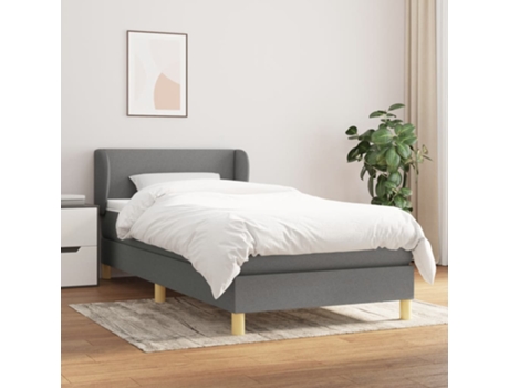 vidaXL Cama con somier y colchón 90x190 cm tela gris oscuro