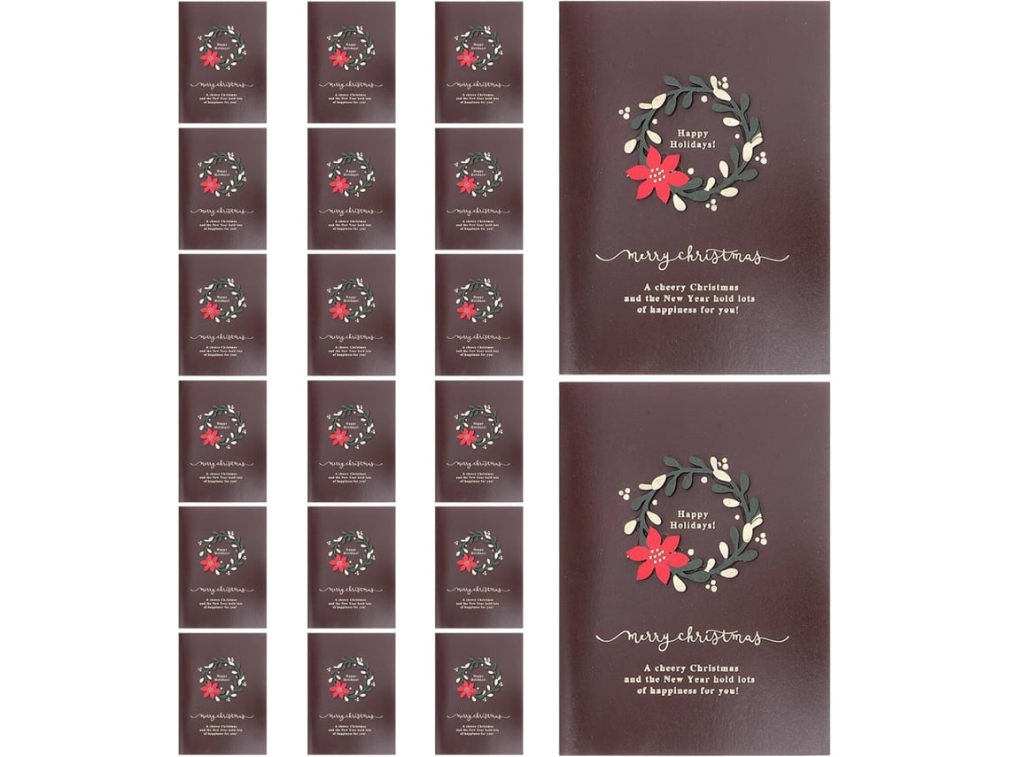 20 Juegos De Tarjetas En Blanco Feliz Navidad Tarjetas Navideñas Marrón Oscuro