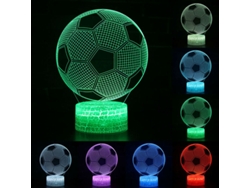3D LED luz nocturna Fútbol Patrón de fútbol 7 Cambio de color Lámpara de mesa de mesa Regalo de los niños SLD