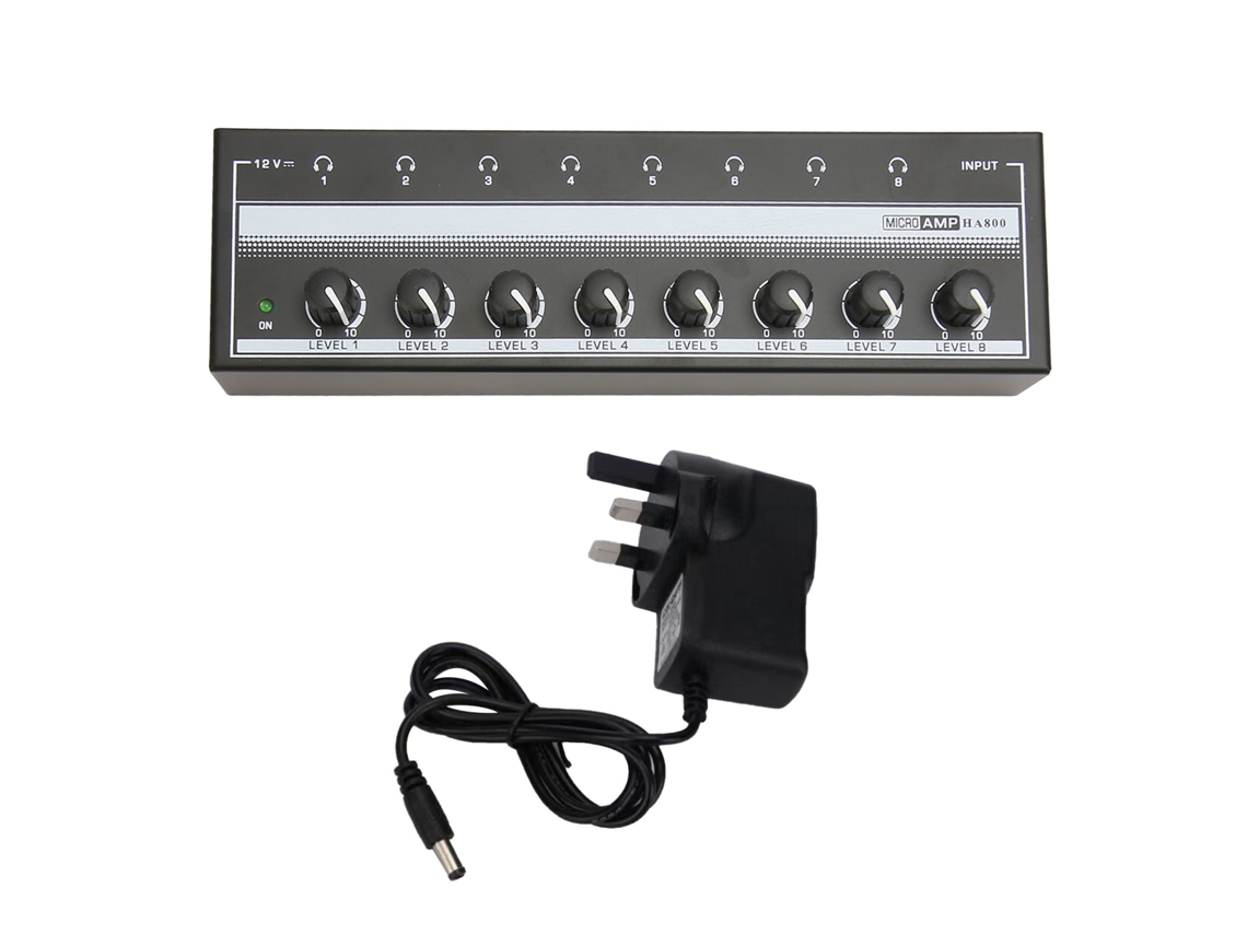 Amplificador De Auriculares Estéreo Profesional De 8 Canales, Alta Potencia, Plug And Play (reino Unido)