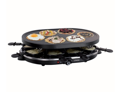 Raclette DOMOCLIP 8 personas 1200W y 6 Mini-Panquecas Doc188