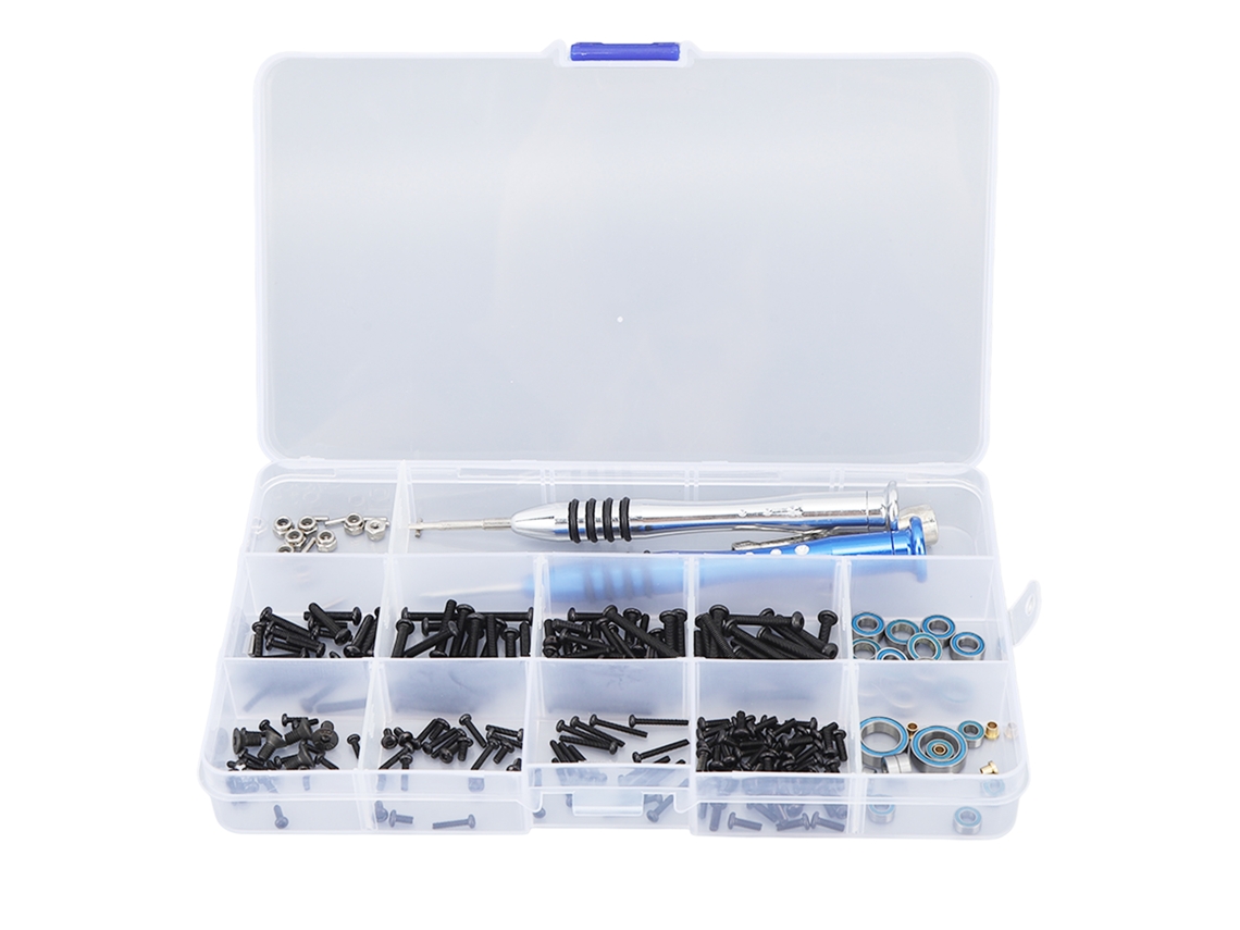 Juego De Herramientas De Reparación Para Coches De Control Remoto Traxxas 1/18: Tornillos, Rodamientos, Destornilladores, 205 Piezas.
