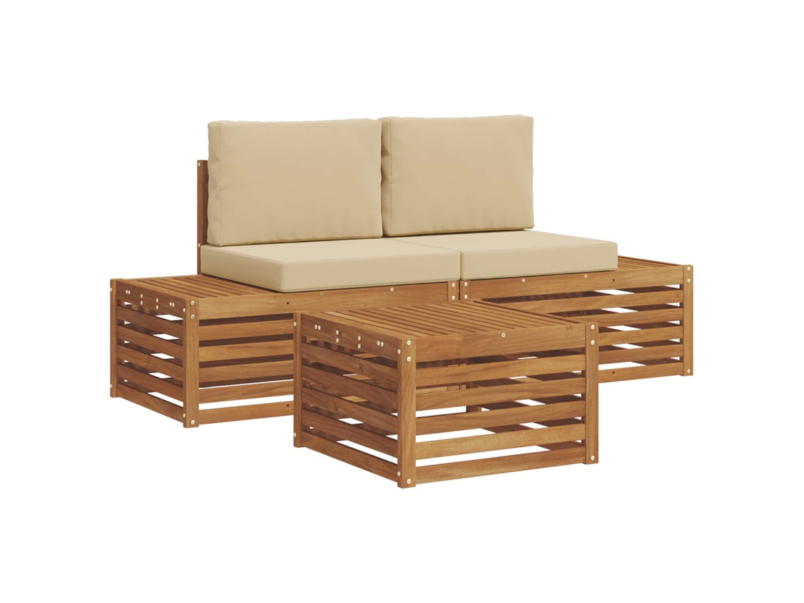 Maison Exclusive - Conjunto De Sofás De Exterior Natural Y Beige 59 X 59 X 37 Cm
