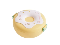 Bol Bento Con Tapa, Forma De Rosquilla, Resistente Al Calor, Plato Para El Almuerzo, Escuela, Oficina, Amarillo