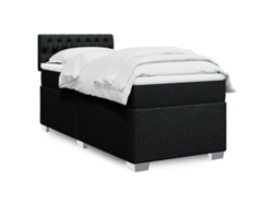 Cama Box Spring Con Colchón Tela Negro 80x200 Cm