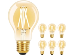 Zmh Paquete De 6 Bombillas Led E27 A60 4w 2700k, Filamento Edison, Vidrio Transparente, Blanco Cálido, Estilo Retro