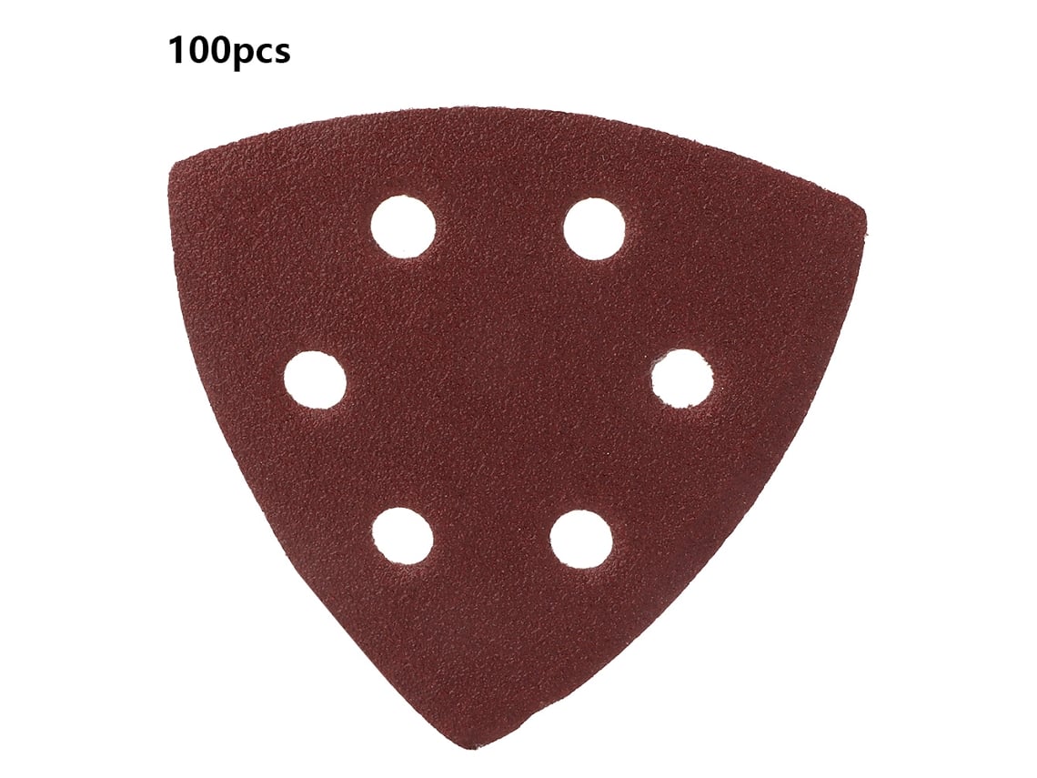 100 Lijas Triangulares Con 6 Agujeros, Grano 80, Abrasivo, Para Pulir Madera Y Metal (granos 40/60/80)