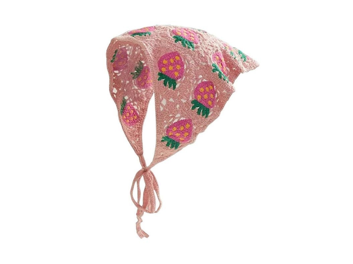 2026-bufanda De Cabeza Tejida Al Crochet Estilo Francés Para Niñas Con Patrón De Flores Y Lazos Ajustables