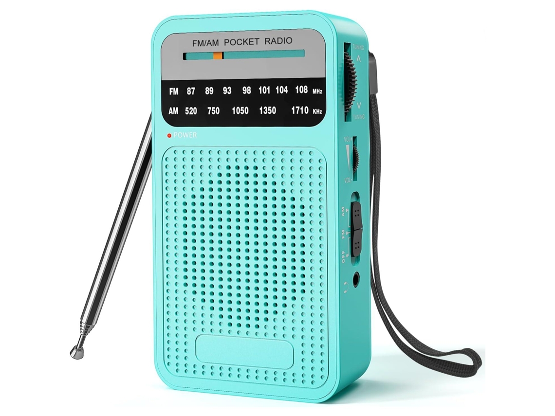 Radio portátil pequeña Mdug, radio FM/AM de transistores, pequeña radio alimentada por pilas AA.