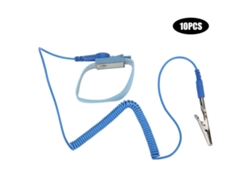 10 Pulseras Antiestáticas Con Cable De Conexión A Tierra, Pvc Azul, Tiras Conductoras Blancas, Esd Ajustable