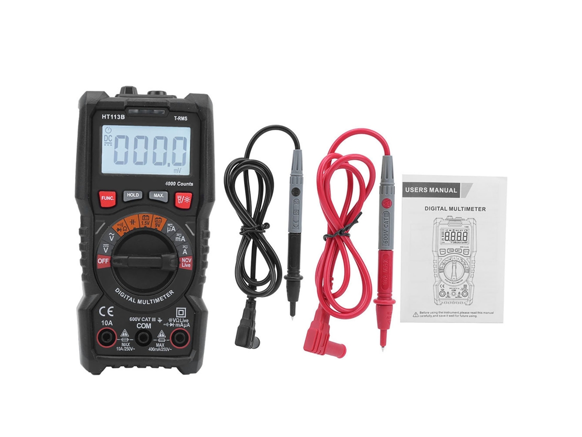 Multímetro Digital Portátil Con Rango Automático Ht113b Para Medir Voltaje, Corriente, Resistencia Y Capacitancia.