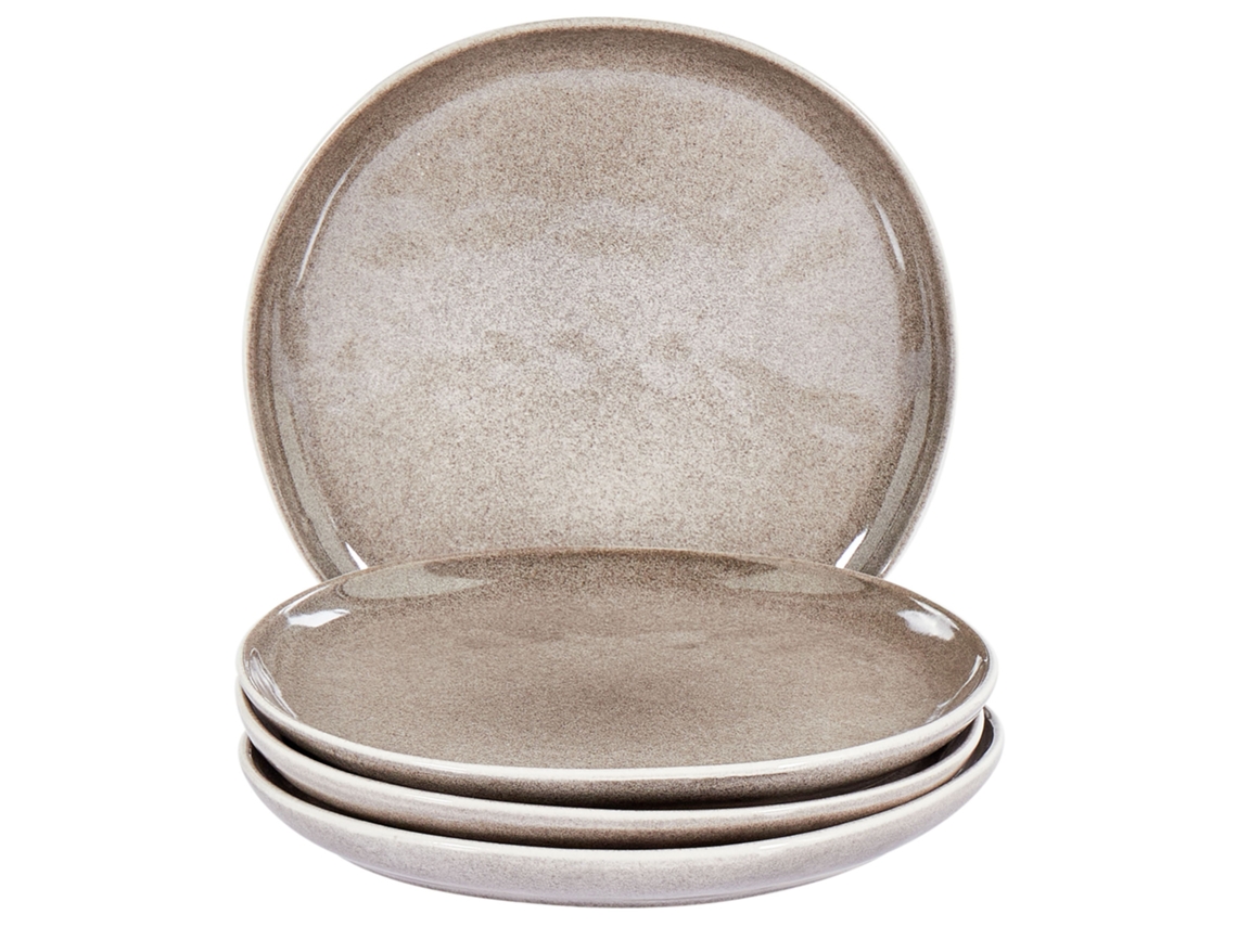 Juego de 4 platos de postre de cerámica Costmary en gris
