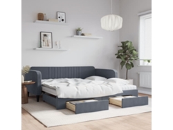 Sofá Cama Nido Con Cajones Terciopelo Gris Oscuro 100x200 Cm