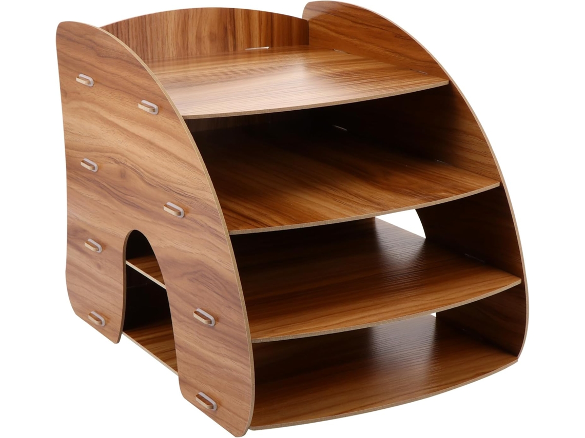 Besportble Estantería De Escritorio De Madera De Cerezo Y Almacenamiento Multifuncional Para Archivos Y Sum...
