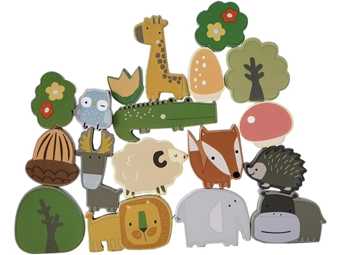 Juguetes De Animales, Bloques De Construcción De Madera, Figuras De Dibujos Animados