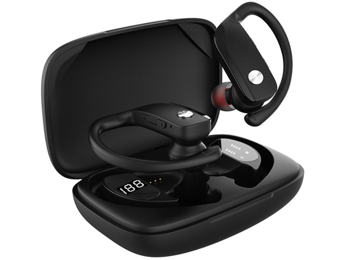 Auriculares inalámbricos Bluetooth Auriculares Play Auriculares impermeables con micrófono y pantalla LED para ejercicios deportivos de carrera CHRONUS