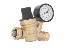 Regulador De Presión De Agua Ajustable De Latón Con Manómetro Y Filtro Para Vehículos Recreativos, 160 Psi.