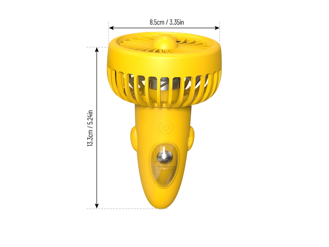 Ventilador Portátil Miniatura Con 3 Velocidades, 1200 Mah, Recargable Por Usb, Amarillo, Para El Hogar, La Oficina Y El Camping.