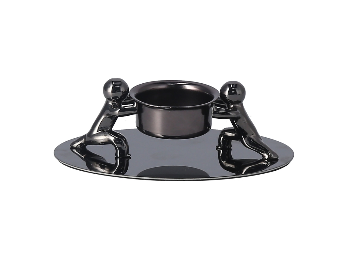 Portavelas decorativo de acero inoxidable negro para el hogar