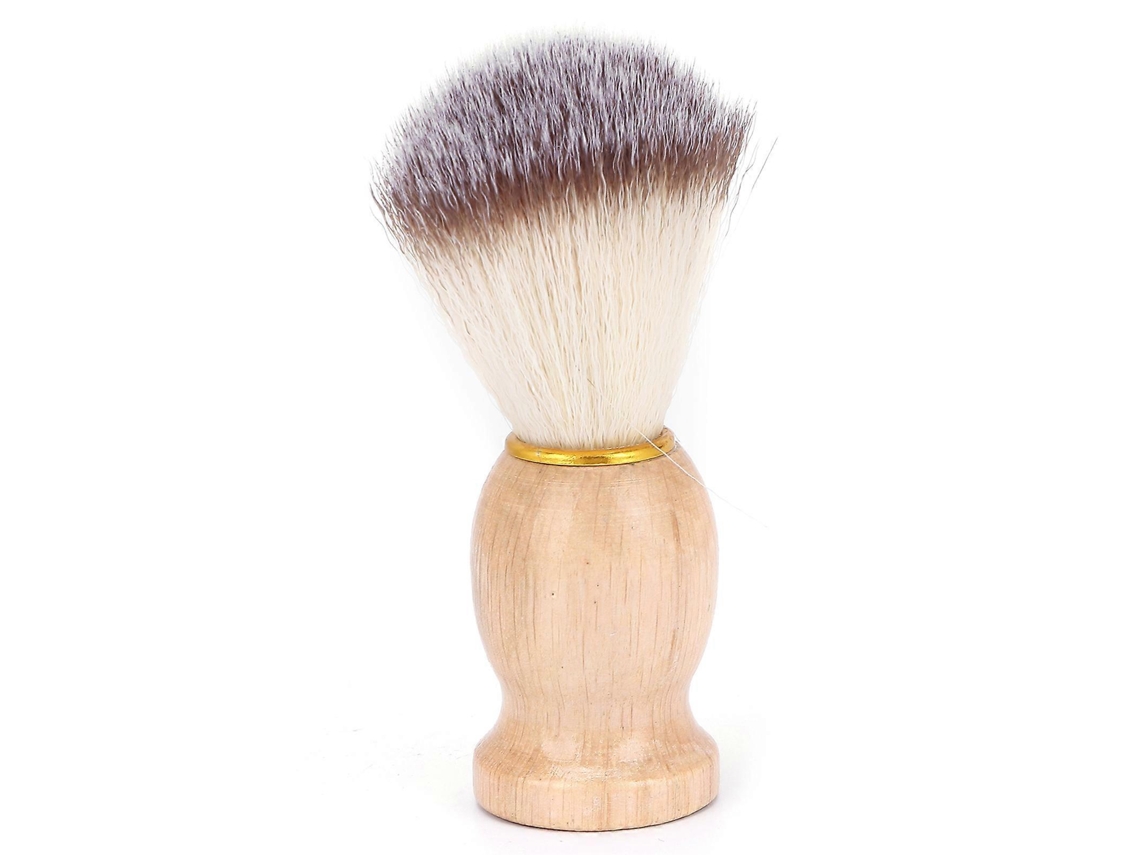 Brocha de afeitar para hombre, de suave lana de nailon y mango de madera maciza.