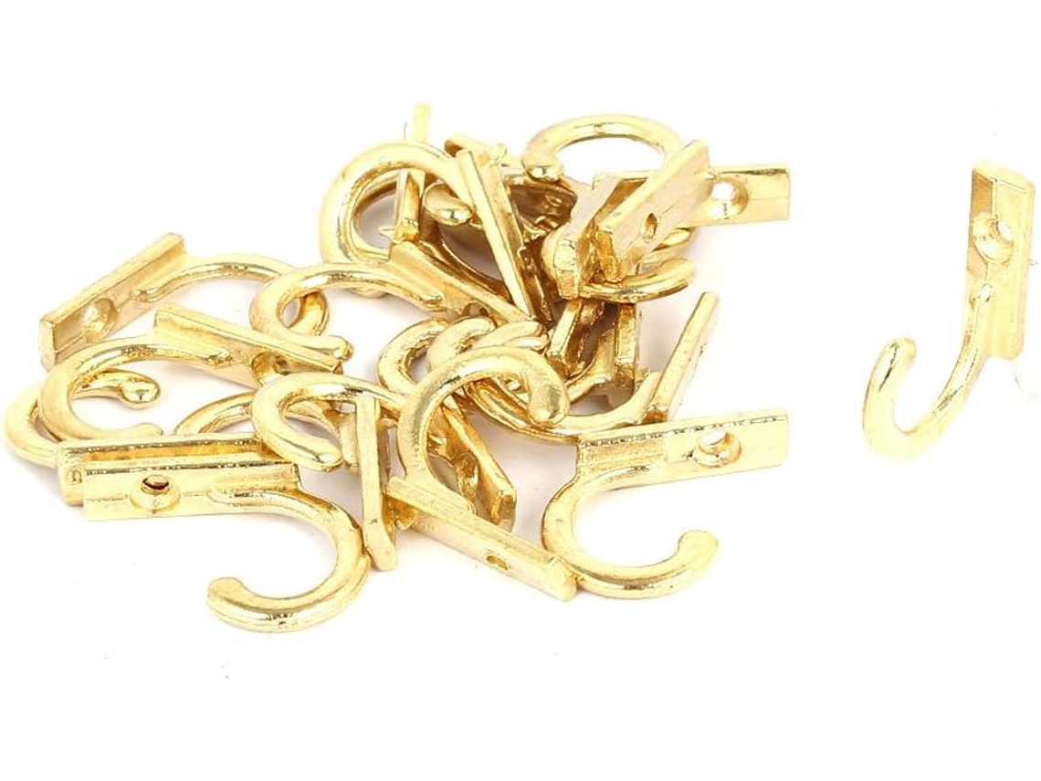 20 Ganchos Metálicos Individuales Para Colgar Batas, Abrigos Y Sombreros En Tono Dorado (28 Mm X 6 O