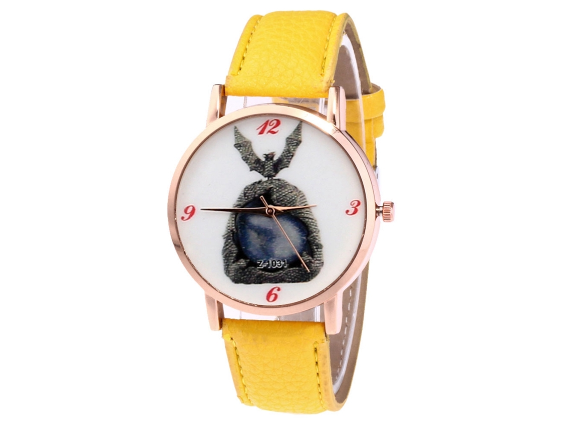 Reloj De Pulsera Unisex Zhoulianfa De Piel Sintética Con Estampado De Batman Amarillo.