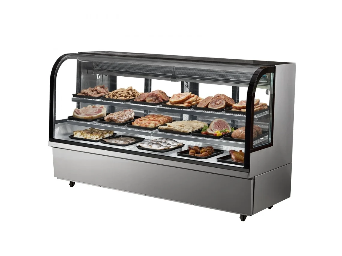 Vitrina refrigerada de acero inoxidable de 901L con estantes ajustables, LED y control de temperatura de 2.8 °C Tekmaquinas
