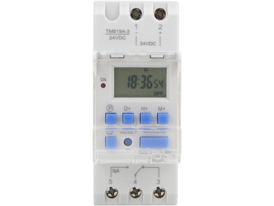 Interruptor De Tempo Digital Programável Para 7 Dias Com Display Lcd Tm919a 3 24 V Dc 16 A