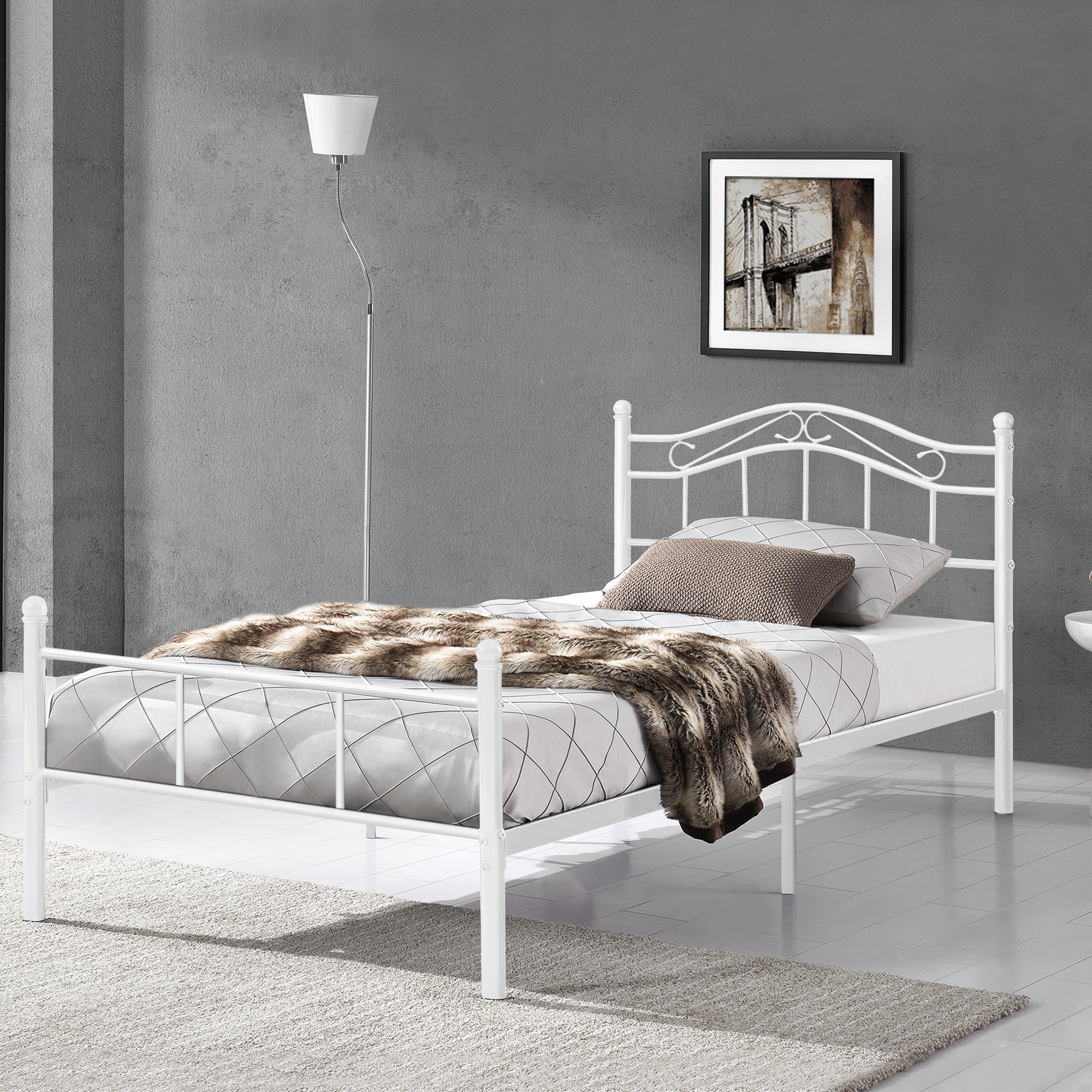 Cama [EN.CASA] (Metal - Blanco - 120x200 cm)