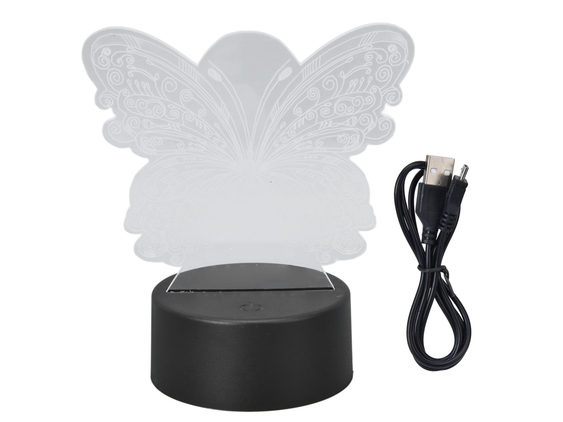 Lámpara de insectos 3D con diseño único de mariposa, 7 colores, control táctil, funciona con USB o pilas, luz nocturna 3D acrílica segura y duradera.