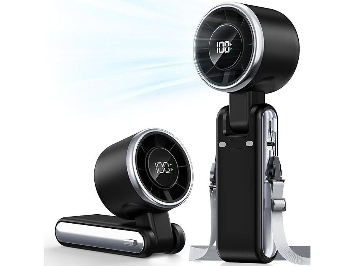 Ventilador Turbo 9 M/s 3 En 1 Plegable Portátil 5 Niveles De Velocidad (negro)