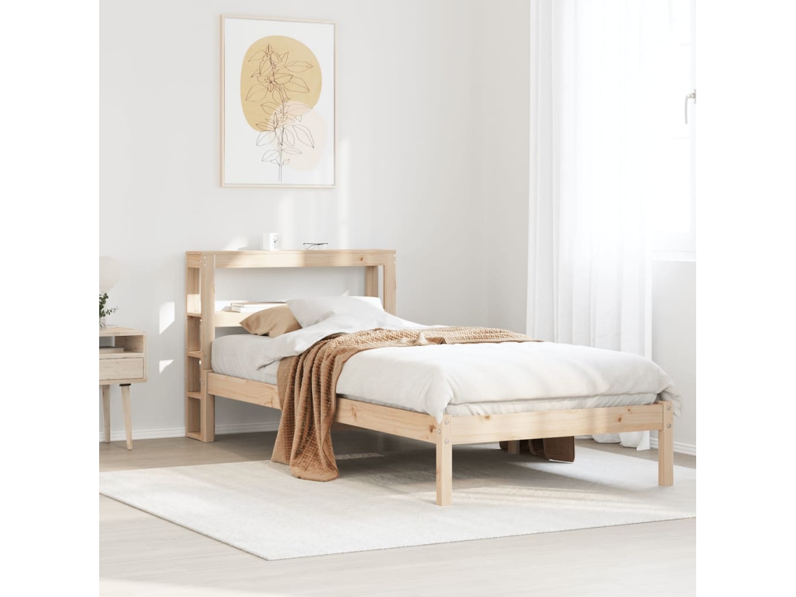 Estructura De Cama Sin Colchón Madera Maciza De Pino 90x190 Cm