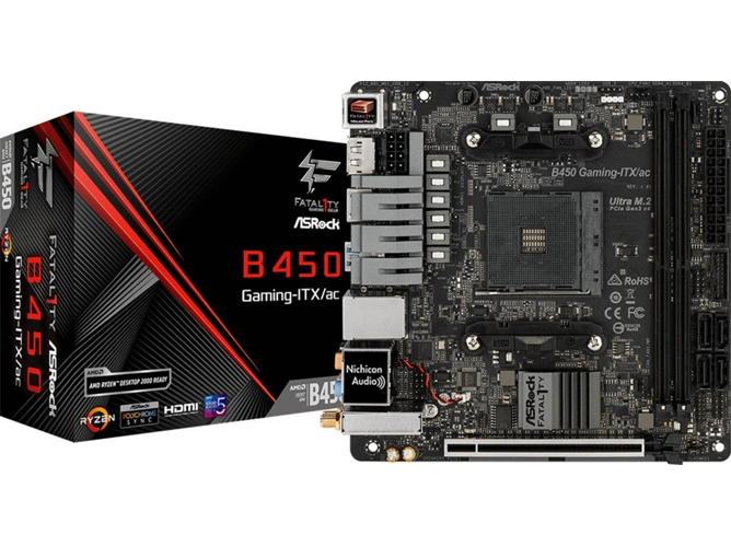 Placa Base ASROCK Fatal1ty B450 Gaming-ITX/ac (Socket AM4 - AMD B450 - Mini ITX)