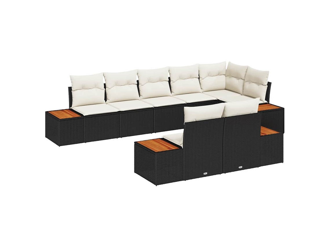 Maison Exclusive - Conjunto de sofás de jardín de poliratán negro y crema de 8 piezas