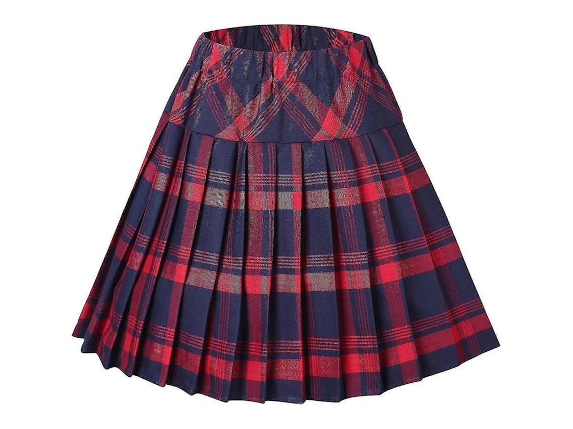 Falda Plisada De Tartán Para Mujer Con Cintura Elástica, Tallas S-2xl. Falda Corta Para Uniforme Escolar.