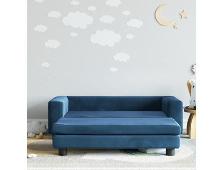 Sofá para niños con reposapiés terciopelo azul 100x50x30 cm VIDAXL