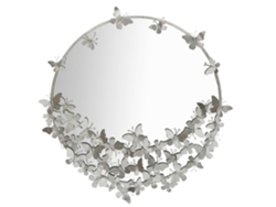 Espejo De Pared Mariposa Redondo Plata Cm Ø 91x3x94 Unico / Plata