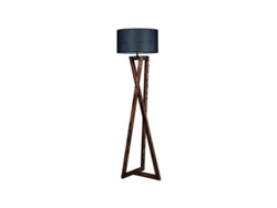Lámpara De Pie Model 4 E27 Ip20 Fabricada En Madera Y Tela Color Gris Antracita