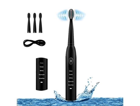 Cepillo de dientes eléctrico ZMDECQNA de limpieza universal para niños adultos Carga USB con vibración sónica (negro)