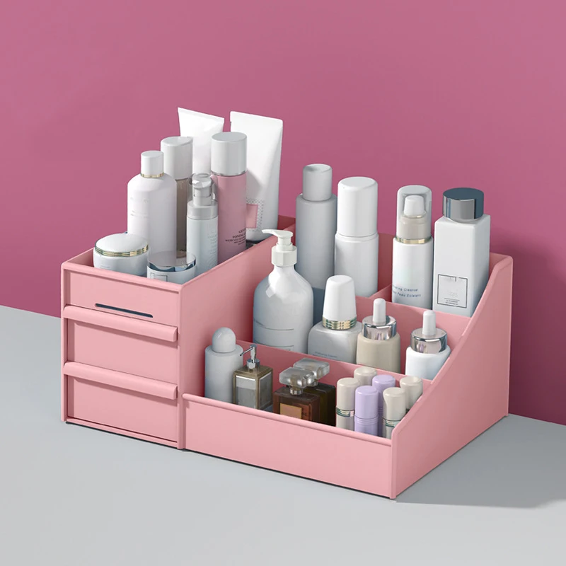 (rosa) Nueva Caja De Almacenamiento De Cosméticos Estilo Cajón De Gran Capacidad, Organizador De Cosméticos