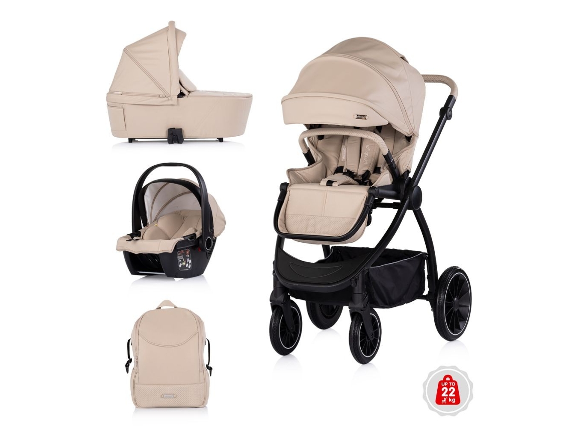 Carrito De Bebé Trío Prestige Hasta 22 Kg Con Capazo Duro De Chipolino - Latte