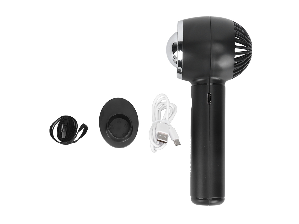 Ventilador portátil con 3 velocidades, alimentación USB y batería de 1200 mAh - Negro