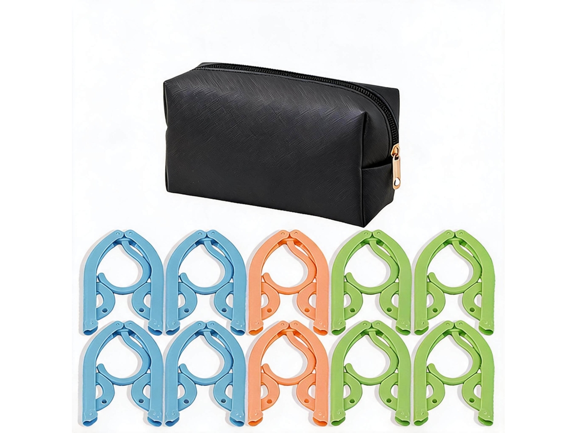Set Perchas Eifson Plegables Viaje 10 Perchas + Bolsa (negro)