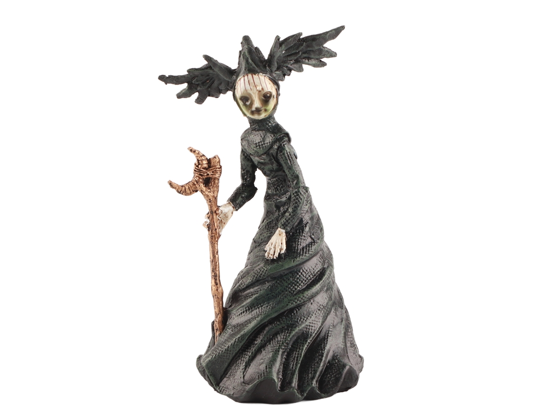 Figura de bruja aterradora hecha de resina para decoración de Halloween