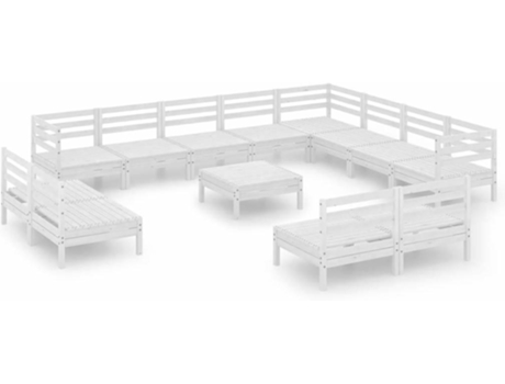 Conjunto 13 de muebles de jardín VIDAXL madera maciza pino blanco