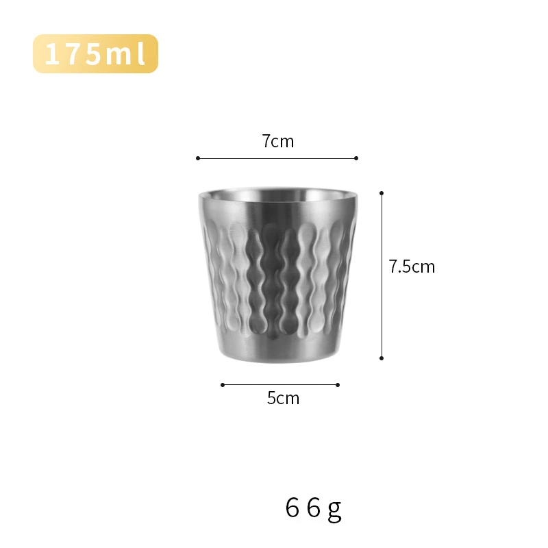 (acabado Mate, 175 Ml) Taza De Café Con Doble Pared Aislante, Acero Inoxidable 304, Taza De Cerveza