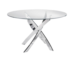 Mesa de Comedor ANGEL CERDÁ. 1061 (Marrón - Acero inoxidable, Vidrio - Ø130 x 75 cm)