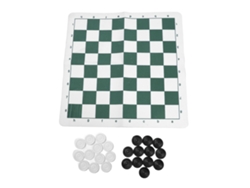 Juego De Damas Educativo Portátil Con Bandeja Plegable De Cuero Sintético Para Niños Y Adultos - Verde